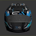 3D Rendered Blue Black Helmet Featuring Lightning Pattern Transparent Visor And Z3 Lettering