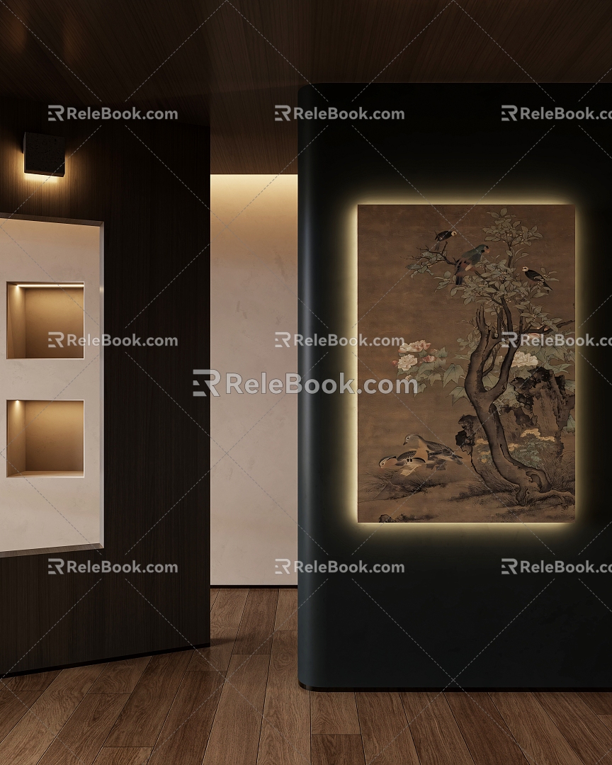 Chinese Middle Ancient Hanging Paintings 3d model