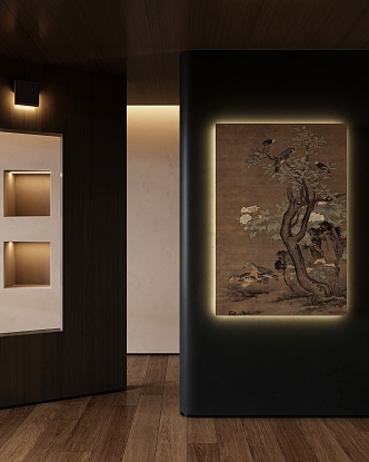 Chinese Middle Ancient Hanging Paintings 3d model