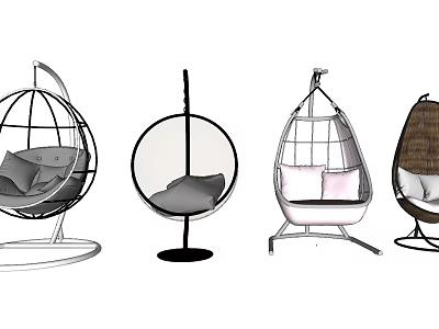 Modern Hanging Chairs With Metal Frames And Comfortable Cushions In Various Designs 3d model