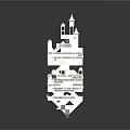 3D Architectural Model With Multi Layered Structure And Intricate Tower Design In Blue Green Tones