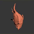 Red Anglerfish With Large Mouth Sharp Teeth Head Lure Structure And Fin Protrusions