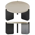 Modern Round Coffee Table With Light Colored Top And Black Angular Support Structure 3d model
