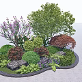 Landscape Tree Pit Design With Various Green Plants Colorful Flowers Shrubs And Decorative Stones