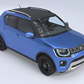 Suzuki Blue Compact SUV Car With Black Roof Black Wheels And Sporty Grille Design
