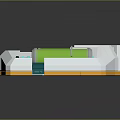 Medical Emergency Structure Featuring Red Cross Green Cylinder And White Base
