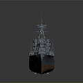 Detailed Military Warship 3D Model With Classic Naval Structure Design