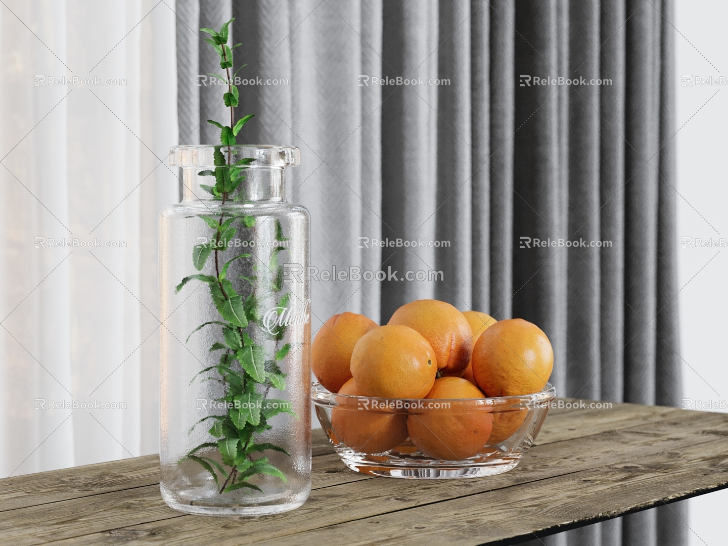 Modern Drinks Fruit Ornaments Fruit Tray Drinking Orange Glass 3d model