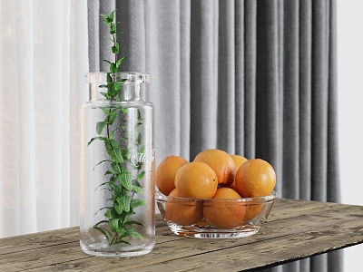 Modern Drinks Fruit Ornaments Fruit Tray Drinking Orange Glass 3d model