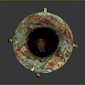 Ancient Chinese Bronze Vessel With Flared Rim Intricate Patterns And Patina