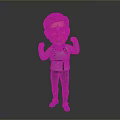 Cartoon Character With Short Hair Gray Top Black Backpack Dark Pants Blue Sneakers Smiling Fists Raised