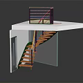 Modern Spiral Staircase Design With Wooden Steps Metal Handrail And White Platform Railing