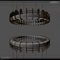 Modern Circular Chandelier Design With Metallic Frame And White Panels 3d model