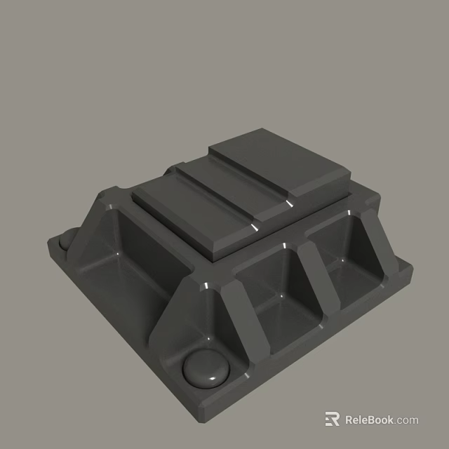 Gray Mechanical Component 3D Model With Rectangular Blocks And Support Structure 3d model 