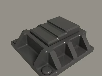 Gray Mechanical Component 3D Model With Rectangular Blocks And Support Structure 3d model