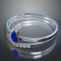 Elegant Silver Ring With Teardrop Blue Gemstone And Small Diamonds Design 3d model