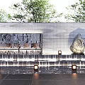 Modern Scenic Wall Design With Flowing Water Feature Decorative Stone And Ambient Lighting