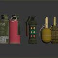 Military Grenades In Various Colors With Different Designs And Pull Rings