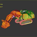 Orange Crawler Excavator With Large Bucket And Heavy Duty Industrial Machinery Design