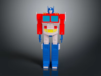 Optimus Prime Classic Toy Figure In Red Blue White With Chest Windows And Helmet Details 3d model