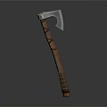 Traditional Axe Weapon With Wooden Handle And Sharp Metal Blade