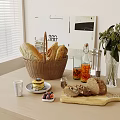 Breakfast Food Bread Coffee 3d model