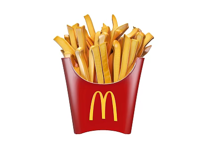 McDonald's Golden French Fries In Red Container With Signature Logo 3d model