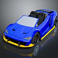 Blue Yellow Convertible Sports Car With Modern Sleek Design And Black Seats