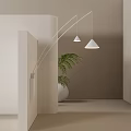 Modern Wall Lamp Design With Double Cone Shades And Indoor Plant In Minimalist Interior