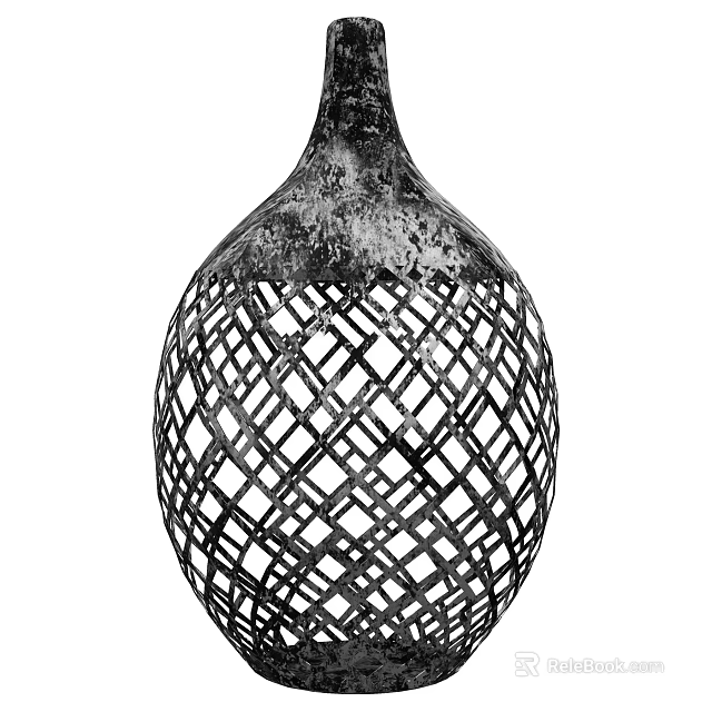 Black Woven Grid Design Vase For Decorative Flowers And Home Decor 3d model 