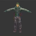 Military Soldier Character In Tactical Vest And Camouflage Uniform Standing With Arms Outstretched