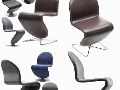 Modern Single Chair Designs With Leather Fabric And Metal Base In Various Colors 3d model