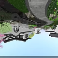 Traditional Chinese Garden Landscape With Winding Path Pond Reflection Stone Bridge And Round Archway