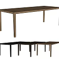 Solid Wood Dining Table Minimalist Dining Table 3d model