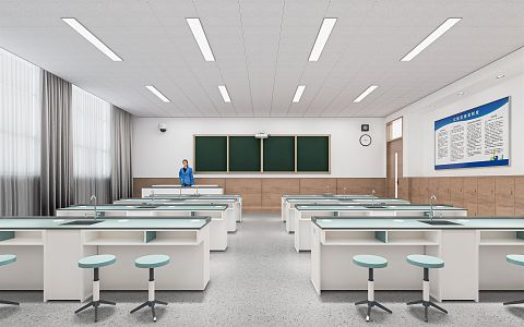 Modern laboratory tables and chairs experimental equipment school classroom desks and chairs desks 3d model