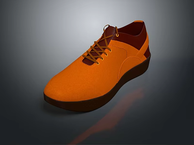 Orange Casual Canvas Shoes With Brown Laces And Brown Sole For Modern Everyday Wear 3d model