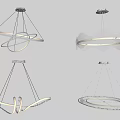 Modern Contemporary Pendant Lights With Geometric Circular Wave Double Ring Designs 3d model
