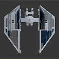 Futuristic Sci Fi Aircraft 3D Model With Geometric Wings Blue Transparent Sections And White Body