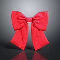 Red Textured Bow Sculpture With Three Dimensional Design And Reflection On Dark Background 3d model