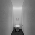Modern Minimalist Narrow Bathroom With Textured Walls Sleek Smart Toilet And Soft Recessed Lighting