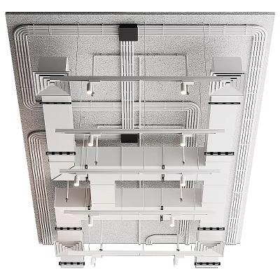 Modern Ceiling Design With Metal Frames Recessed Lights And Linear Patterns 3d model