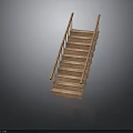 Sturdy Wooden Staircase With Handrail And Solid Steps For Indoor Use 3d model