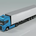 Blue Commercial Utility Truck With Spacious Cab White Cargo Body And Multiple Wheels