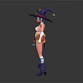 Wizard Girl Character With Purple Hat And Small Creature Companion In Colorful Outfit
