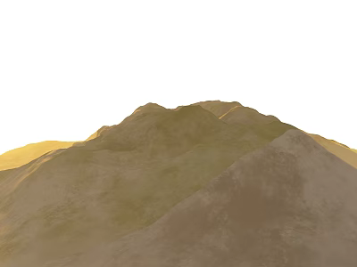 Natural Garden Landscape With Green Brown Mountains Under Sunlight Glow 3d model