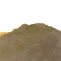 Natural Garden Landscape With Green Brown Mountains Under Sunlight Glow