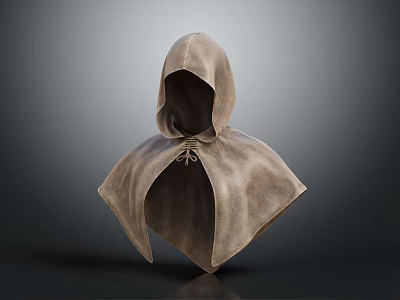 Brown Medieval Style Hooded Cloak With Adjustable Tie Adult Cosplay Costume 3d model
