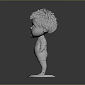 Man 3D Statue Model With Spiky Hair Open Mouth And Overalls On Base