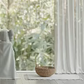 White Sheer Window Curtains With Natural Greenery View And Decorative Accents