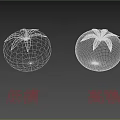 Fresh Red Tomato 3D Models Comparing Low Poly and High Poly Details 3d model